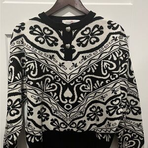 Obermeyer Women's Black & White Sporty Sweater, Size L